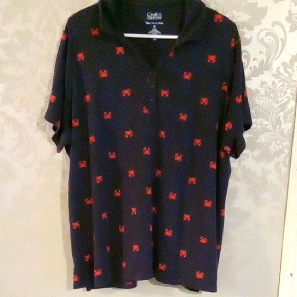 Croft & Barrow Blue and Red Crab Classic Polo Shirt 3X - Picture 1 of 4